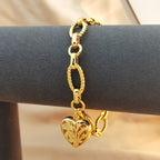 Gold Heart Charm Chain Bracelet
