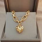 Gold Heart Charm Chain Bracelet