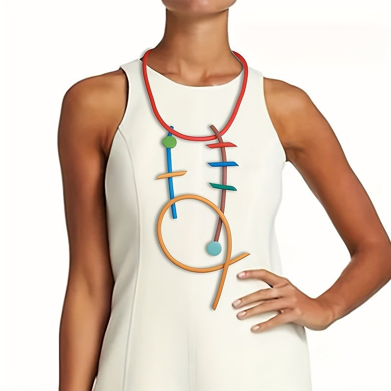 Asymmetric Colorful Geometric Silicone Necklace