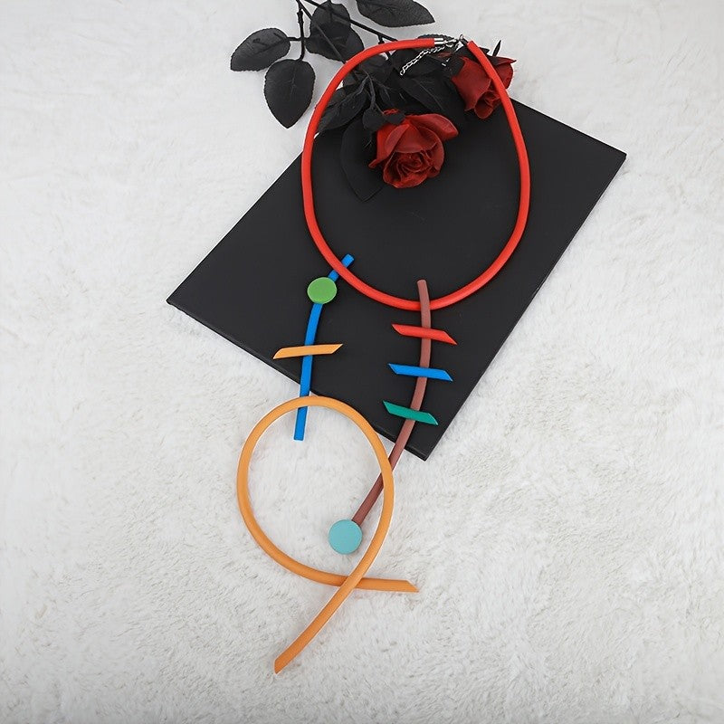 Asymmetric Colorful Geometric Silicone Necklace