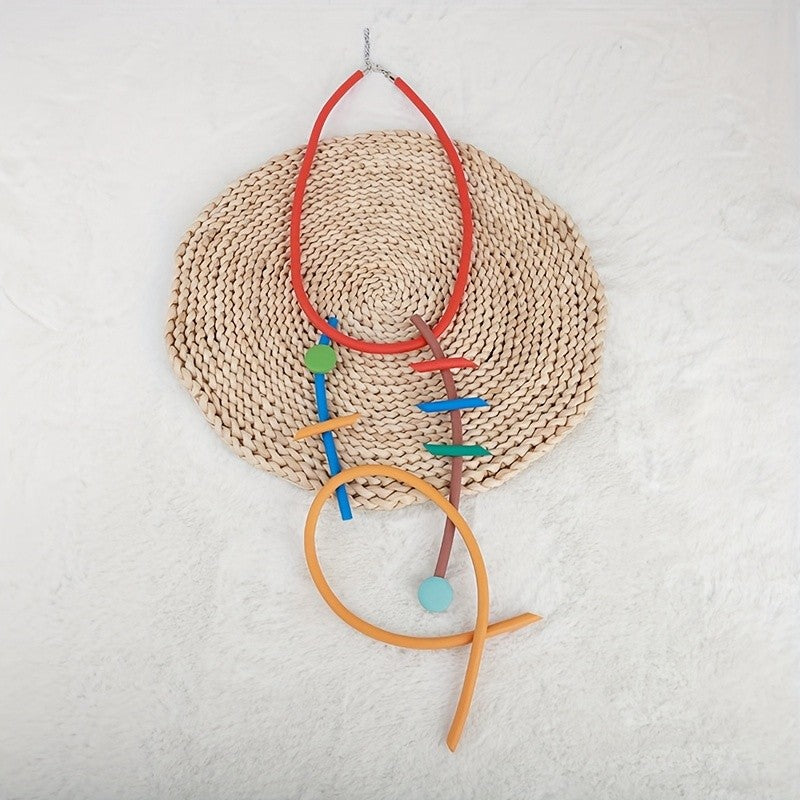 Asymmetric Colorful Geometric Silicone Necklace