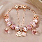 Rose Petal Heart Charm Bracelet