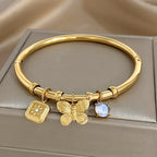 Vintage Butterfly Charm Bangle