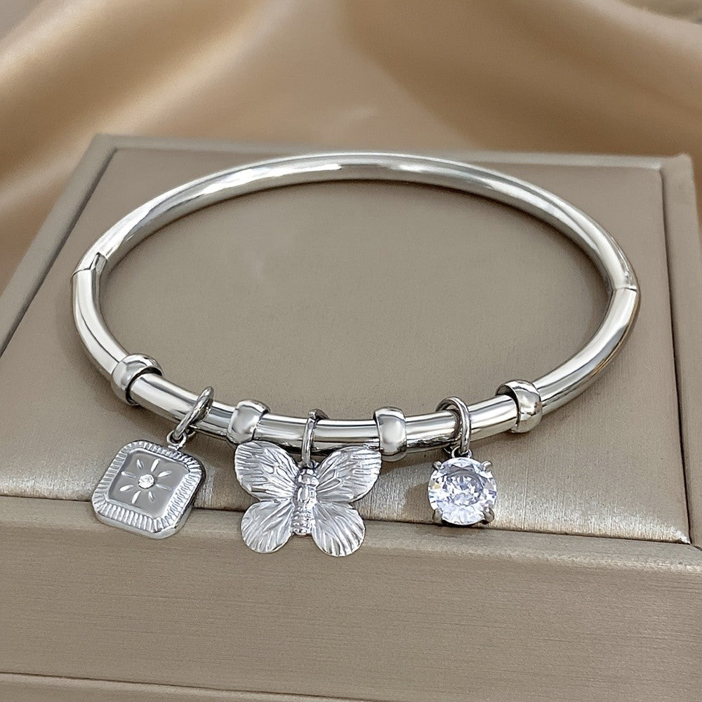 Vintage Butterfly Charm Bangle