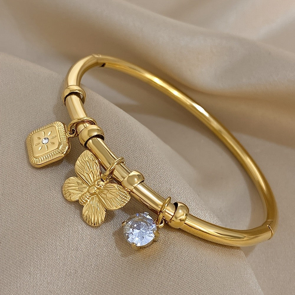 Vintage Butterfly Charm Bangle