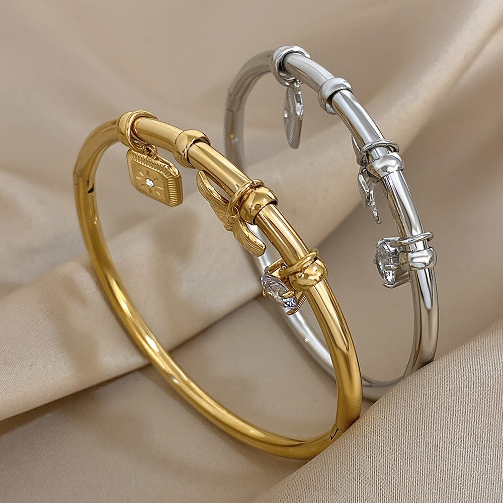 Vintage Butterfly Charm Bangle