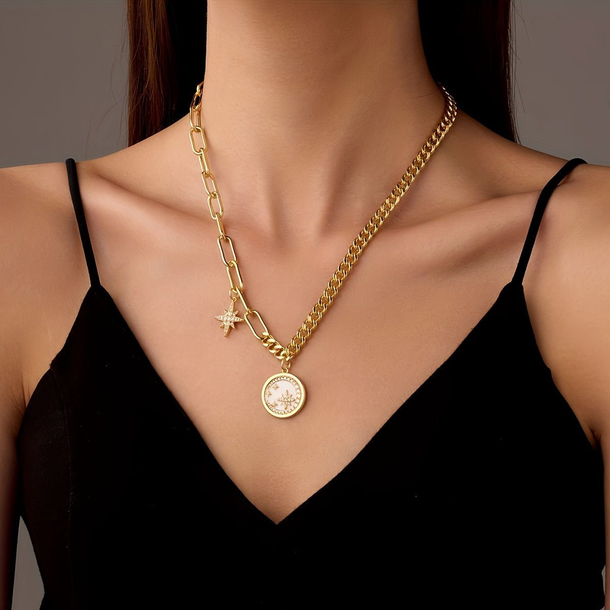 18k Star Moon Pendant Necklace