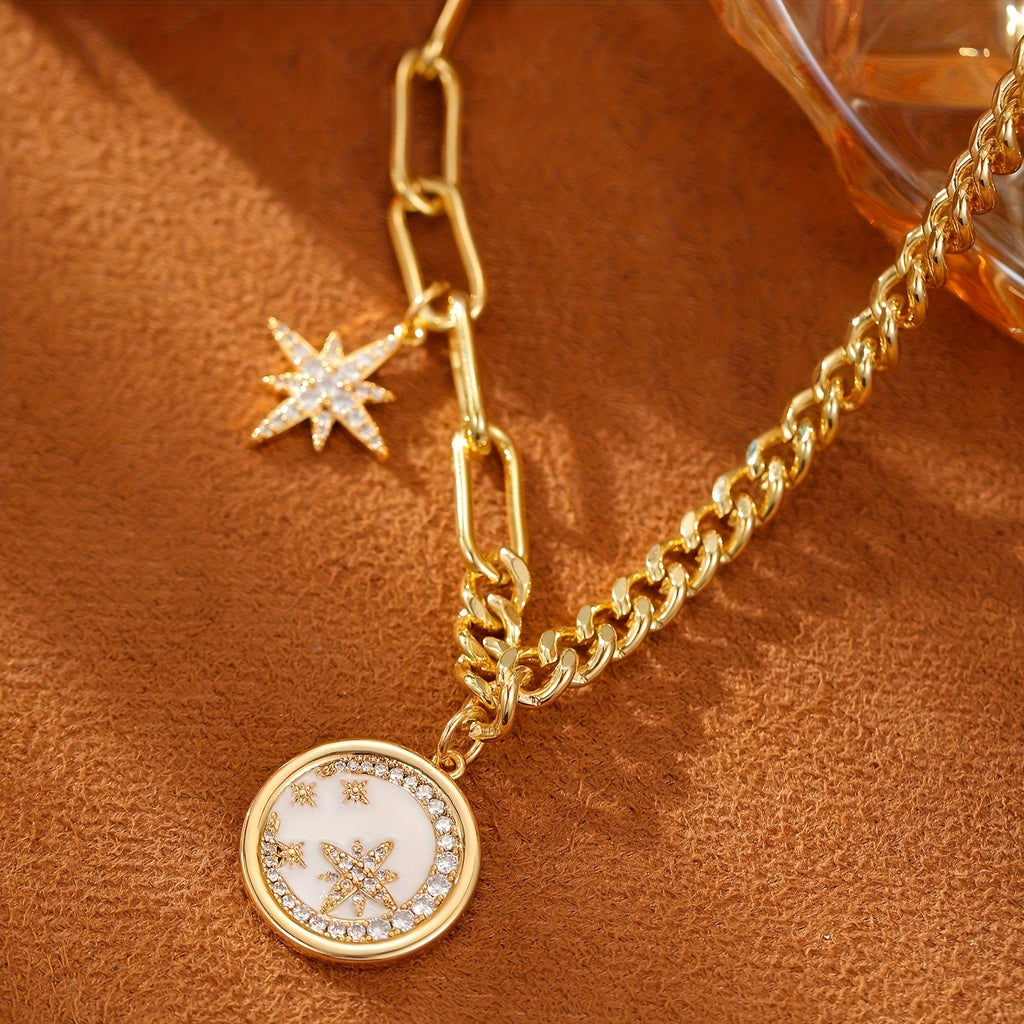 18k Star Moon Pendant Necklace