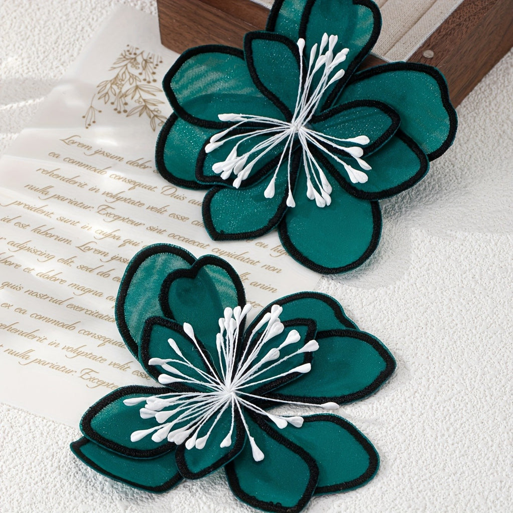 Large Fabric Flower Drop Earrings