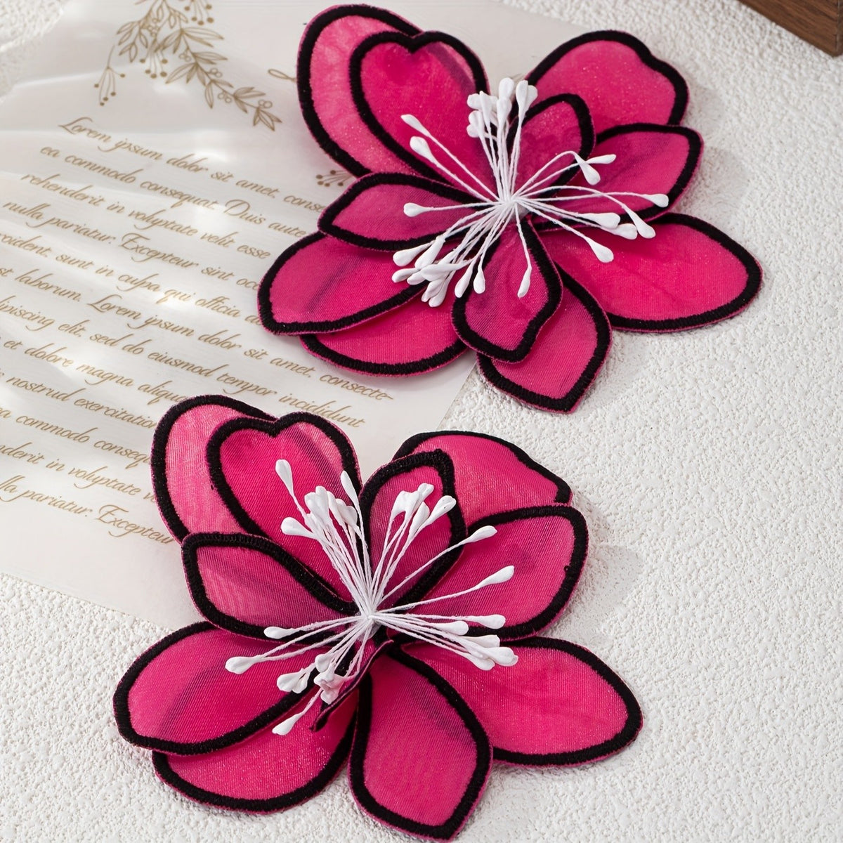 Large Fabric Flower Drop Earrings