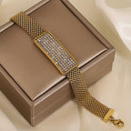 18k Rectangular Rhinestone Mesh Bracelet