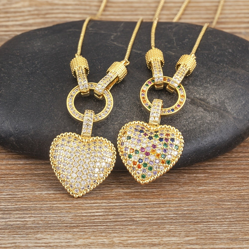 18k Pave Zirconia Heart Necklace