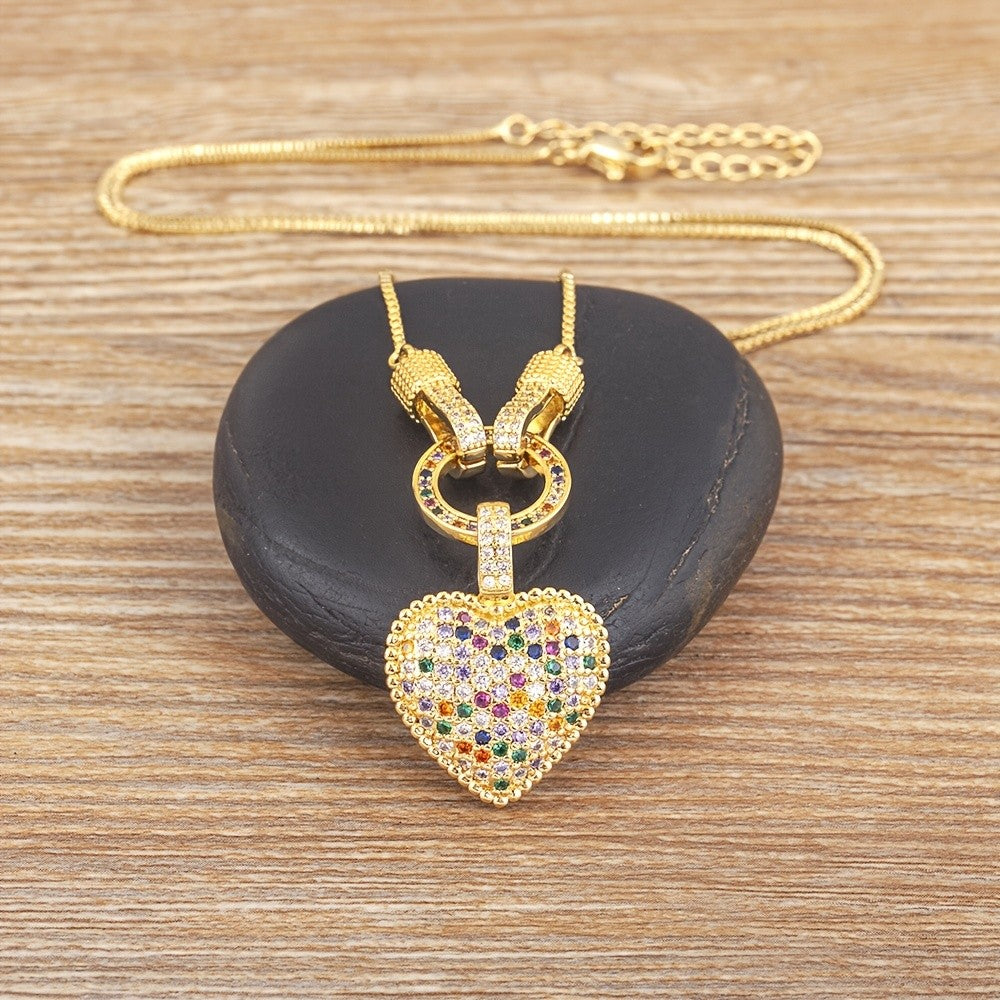 18k Pave Zirconia Heart Necklace