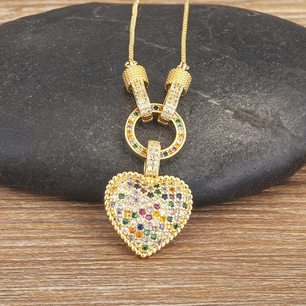 18k Pave Zirconia Heart Necklace