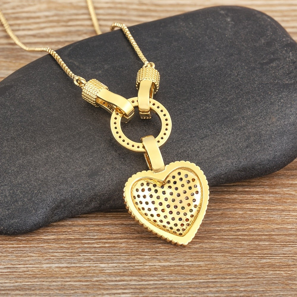 18k Pave Zirconia Heart Necklace