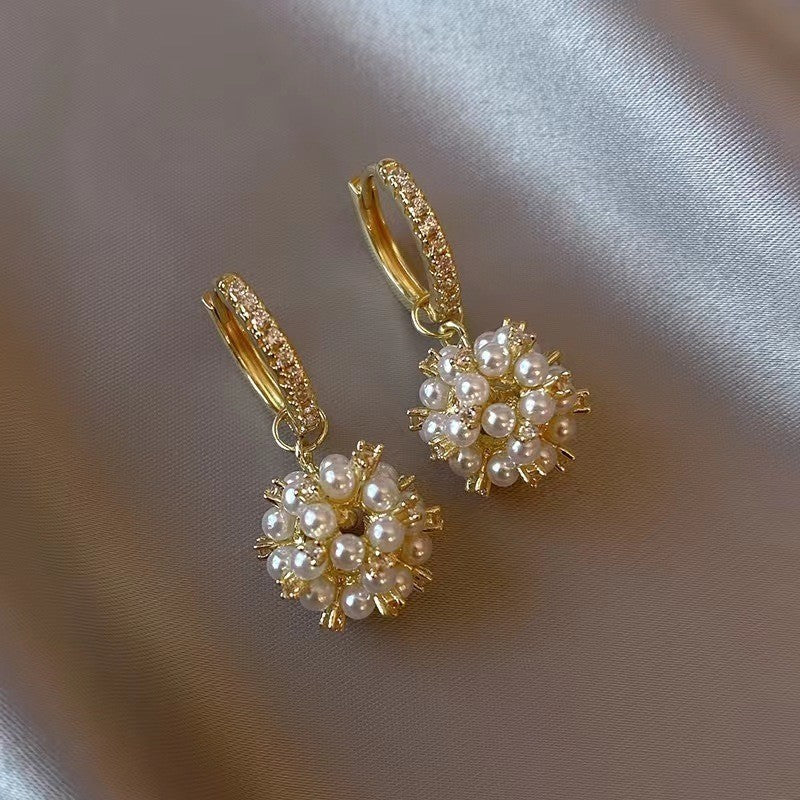 Imitation Pearl Cluster Necklace & Earring Set