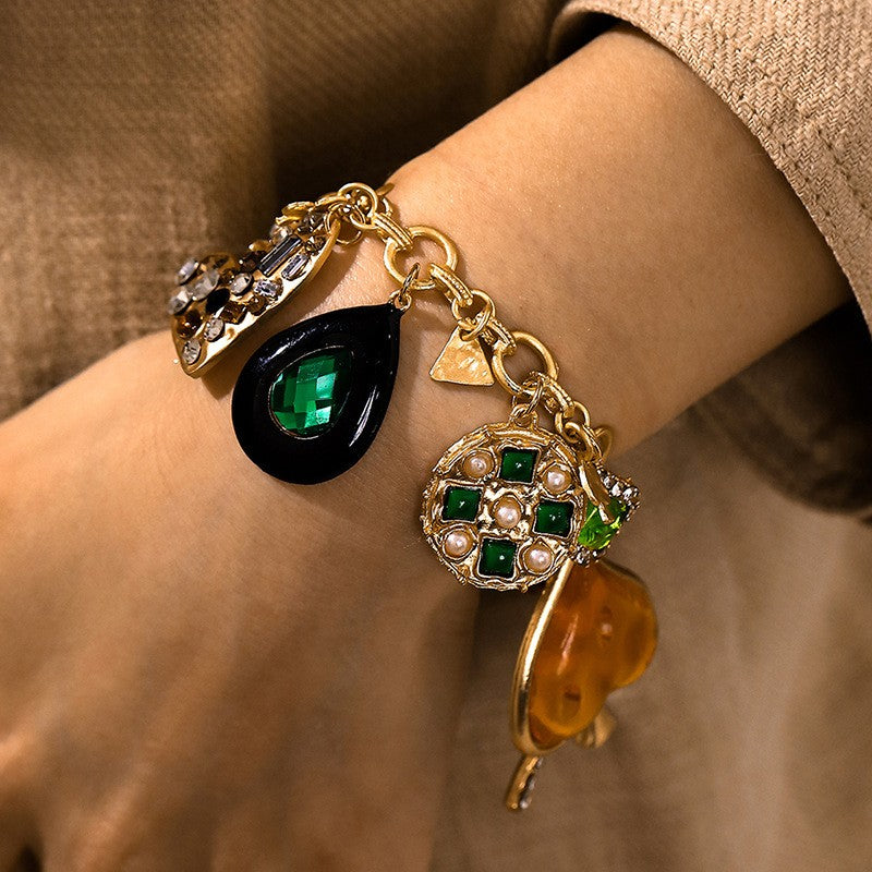 Vintage Multi-Stone Charm Bracelet