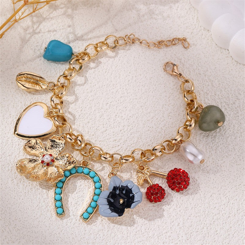 Vintage Multi-Stone Charm Bracelet