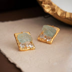 French Square Stone Stud Earrings