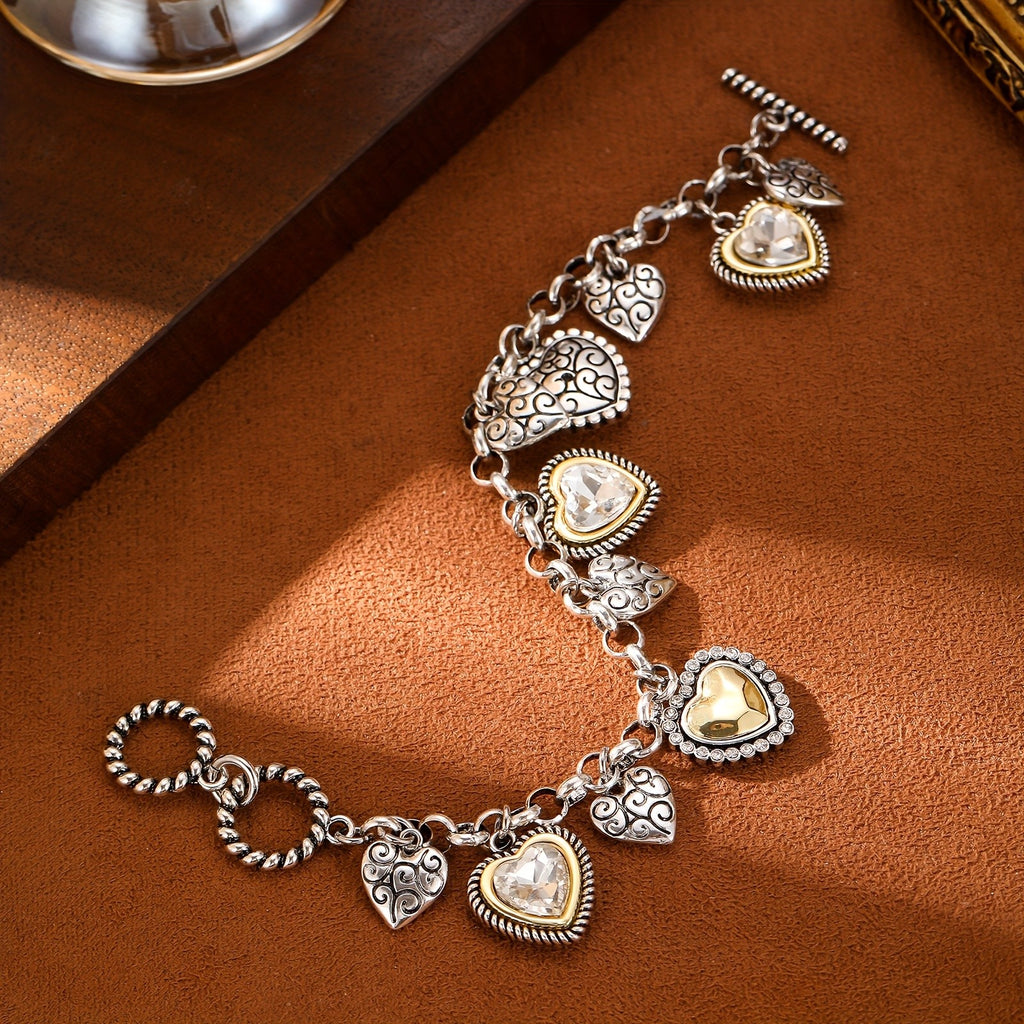Vintage Multi Heart Charm Bracelet