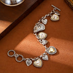 Vintage Multi Heart Charm Bracelet