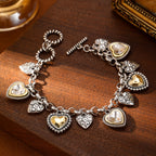 Vintage Multi Heart Charm Bracelet