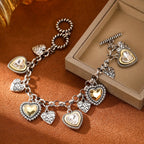 Vintage Multi Heart Charm Bracelet
