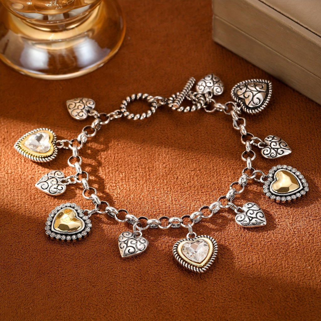 Vintage Multi Heart Charm Bracelet
