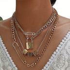 Layered Lock Charm Necklace