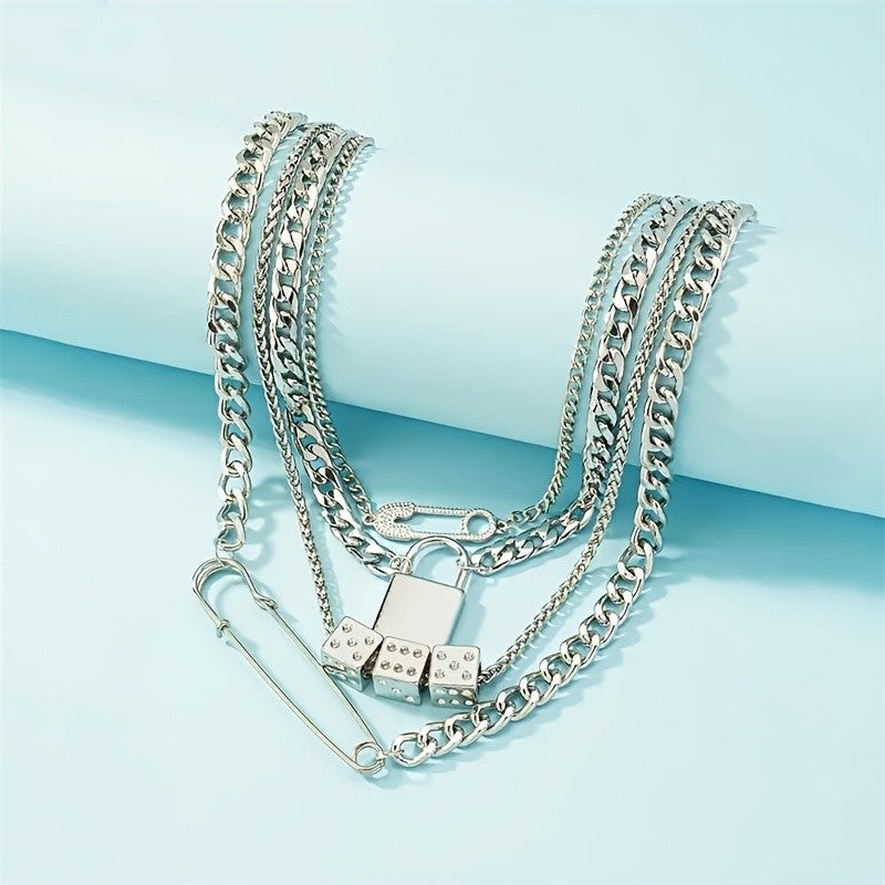 Layered Lock Charm Necklace