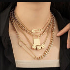 Layered Lock Charm Necklace