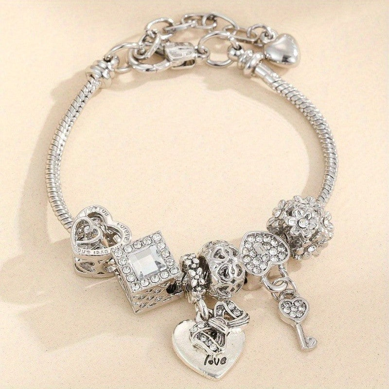 Stainless Steel Heart Charm Bracelet