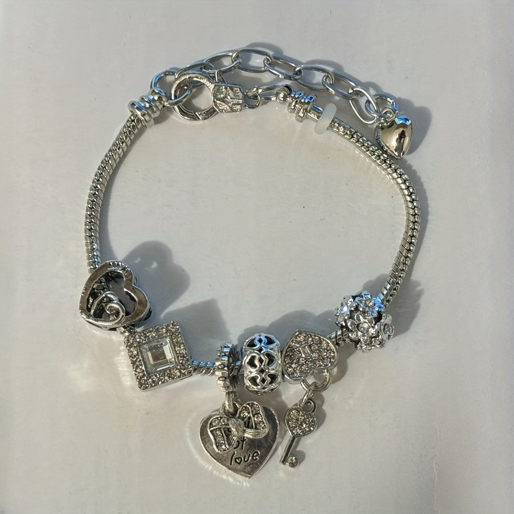 Stainless Steel Heart Charm Bracelet