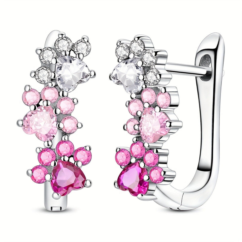 S925 Pink Gradient Flower Huggie Earrings
