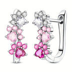S925 Pink Gradient Flower Huggie Earrings