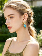18k Vintage Turquoise Bird Earrings