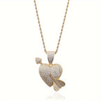 S925 Paved Heart Arrow Pendant Necklace
