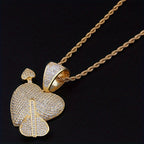 S925 Paved Heart Arrow Pendant Necklace