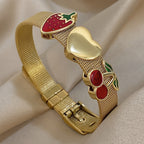 Vintage Enamel Fruit Mesh Bracelet