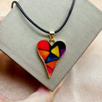 Bohemian Mosaic Heart Resin Necklace