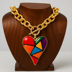 Bohemian Mosaic Heart Resin Necklace