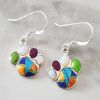 Vintage Multi-Stone Paw Print Earrings