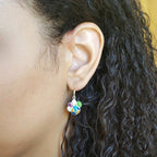 Vintage Multi-Stone Paw Print Earrings