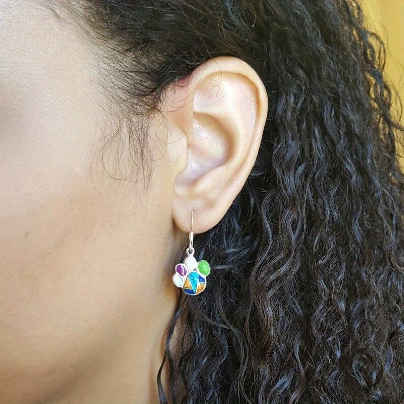 Vintage Multi-Stone Paw Print Earrings