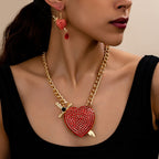 18k Heart Arrow Necklace & Earring Set