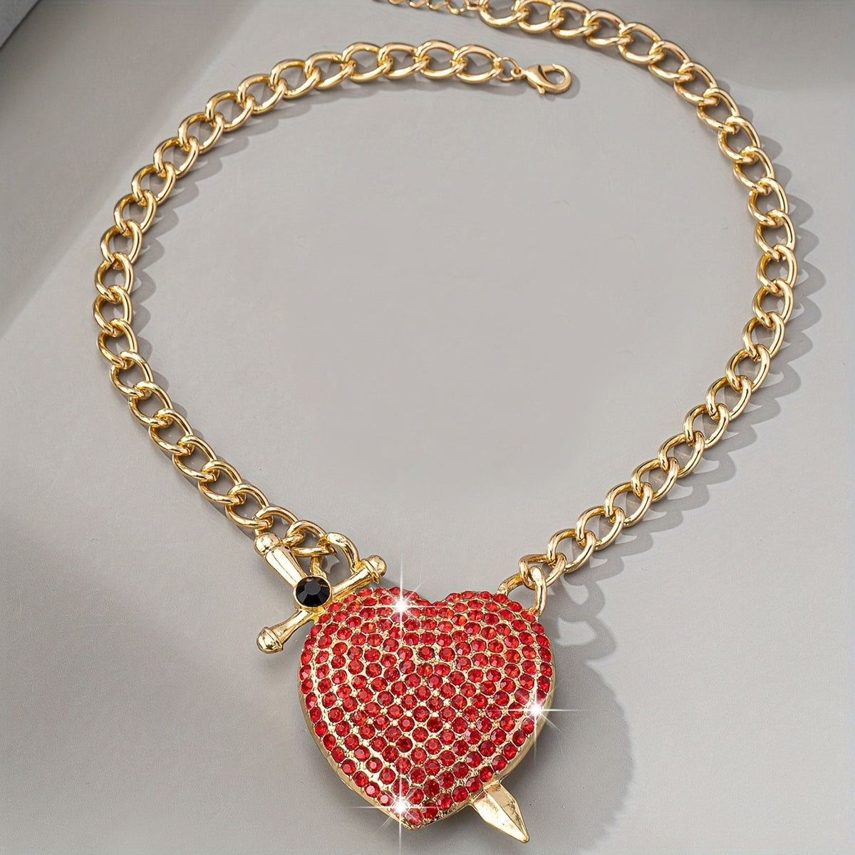 18k Heart Arrow Necklace & Earring Set