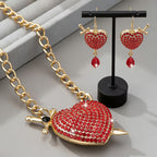 18k Heart Arrow Necklace & Earring Set