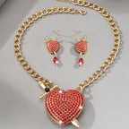 18k Heart Arrow Necklace & Earring Set