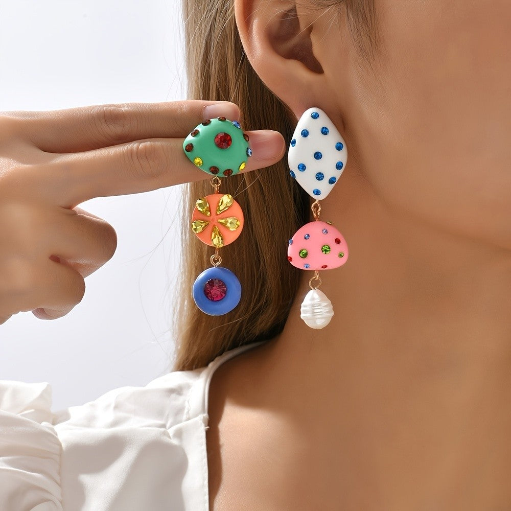 Asymmetric Resin Boho Drop Earrings