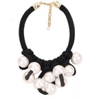 Vintage Black Rope Pearl Collar Necklace